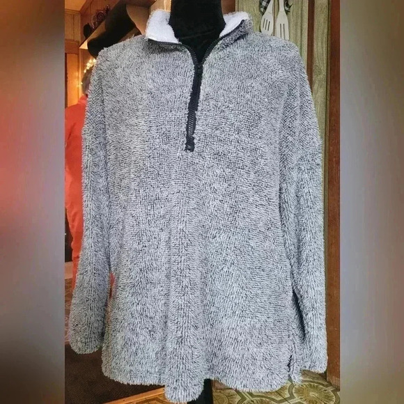 🇺🇸BOGO🆓-SHEIN Marled Half Zipper Teddy Sweater in Small - Picture 1 of 4